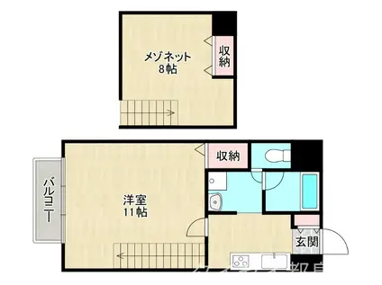 プリンスパークII(1K/8階)の間取り写真