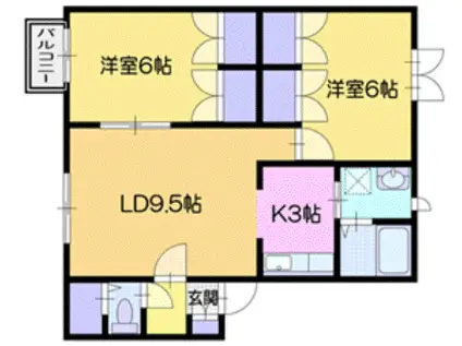 フォレパルクA(2LDK/2階)の間取り写真