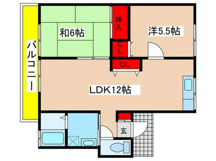 パーシモンI(2LDK/1階)の間取り写真