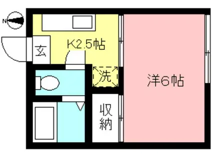 ヒルトップ(1K/1階)の間取り写真