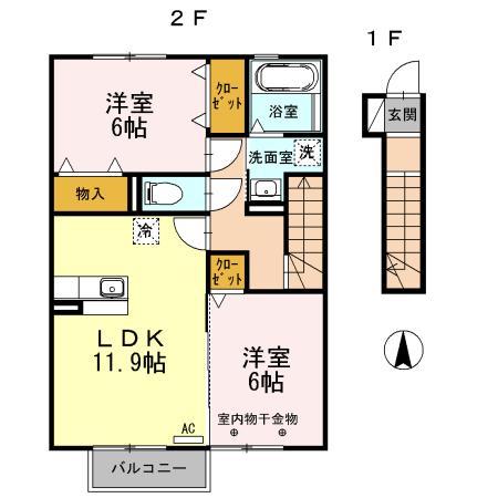 セジュール(2LDK/2階)の間取り写真