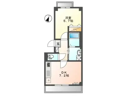 サンフォレスタ2番館(1DK/1階)の間取り写真