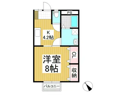 グリーンシエル(1K/1階)の間取り写真