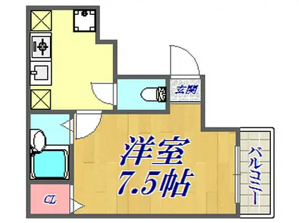 ハイツ村上1(1K/3階)の間取り写真