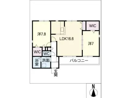ヴァンベール社台(2LDK/1階)の間取り写真