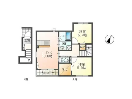 スターテラスYOSHIDA(2LDK/2階)の間取り写真
