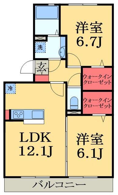 コモンシティハイツI(2LDK/3階)の間取り写真