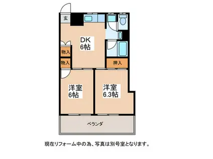 パームハイツ(2DK/2階)の間取り写真