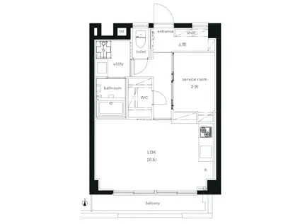 世田谷国際マンション(1LDK/6階)の間取り写真