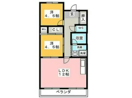 喜多山ハイツ(2LDK/3階)の間取り写真