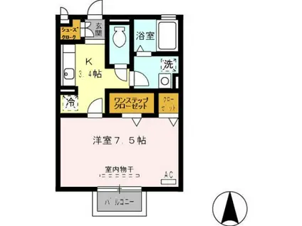 キャトルセゾン(1K/2階)の間取り写真