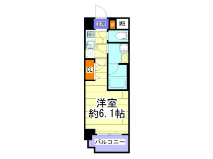レオンコンフォート天王寺ヒルズ(1K/2階)の間取り写真