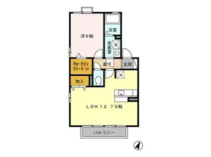 ウィルモア四ツ谷B棟(1LDK/2階)の間取り写真