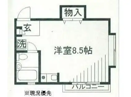 パストラル大倉山(ワンルーム/1階)の間取り写真
