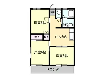 グランハイムエクセレンスA棟(3DK/1階)の間取り写真