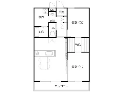 弐番町FLAT(2LDK/1階)の間取り写真