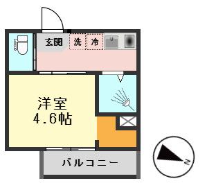 MELLAS京成小岩II(1K/2階)の間取り写真