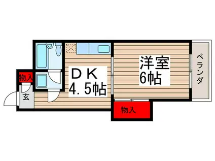 シティ原木中山(1DK/3階)の間取り写真