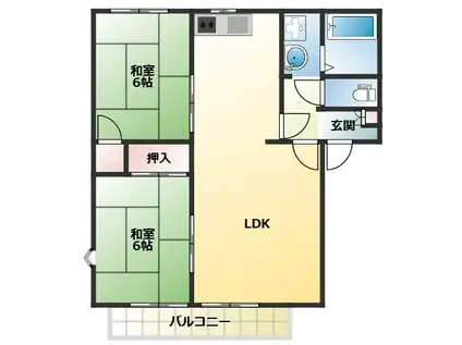 KSポラールS棟(2LDK/2階)の間取り写真