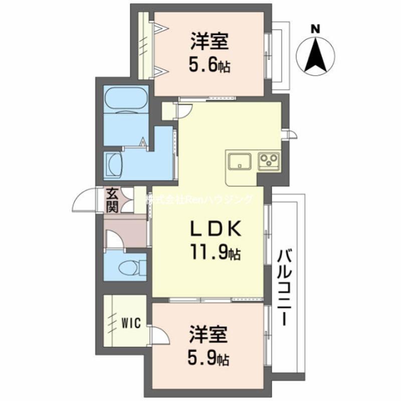 グランドベレオ田宮(2LDK/3階)の間取り写真