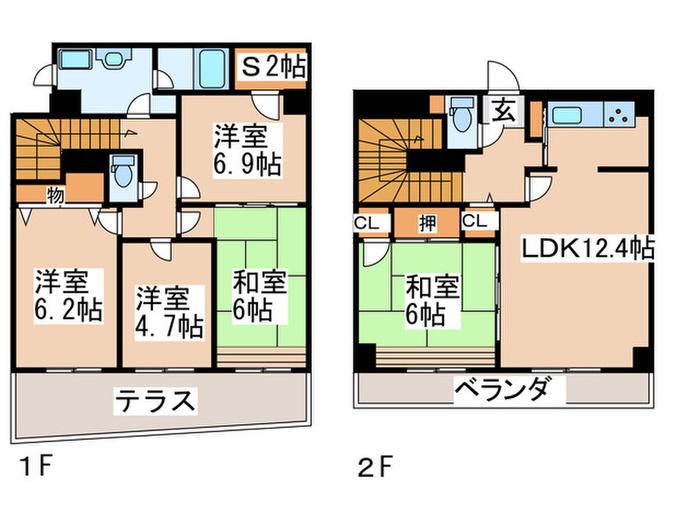バードタウン3番館(5SLDK/1階)の間取り写真