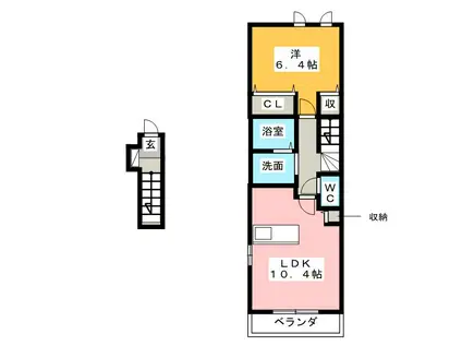 ベルシエロC(1LDK/2階)の間取り写真