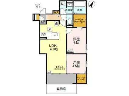 STグランツ(2LDK/1階)の間取り写真