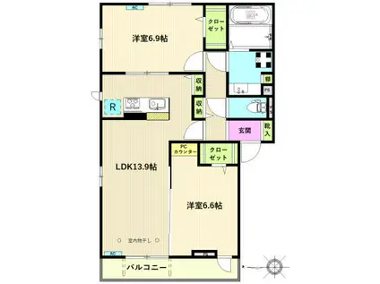 エタンセル(2LDK/2階)の間取り写真