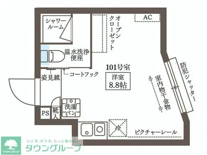 COCOCUBE練馬(ワンルーム/1階)の間取り写真