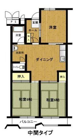 播磨城の宮1号棟(3DK/4階)の間取り写真