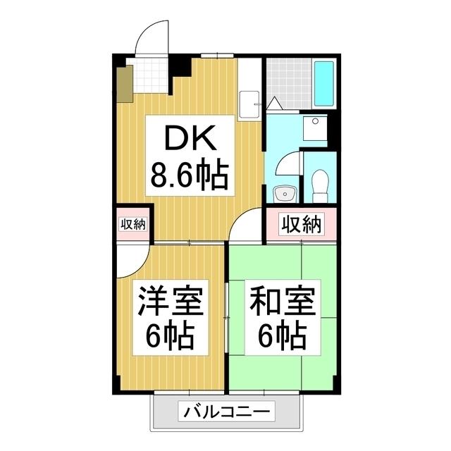 ロワール神明(2DK/1階)の間取り写真