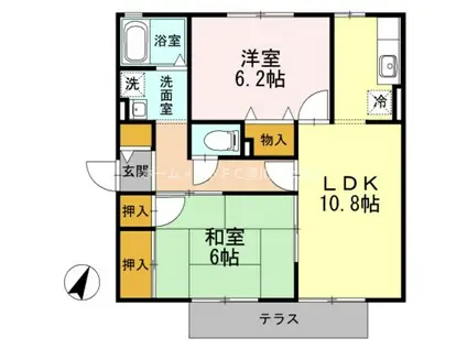 IホームTOWN 壱番館(2LDK/1階)の間取り写真