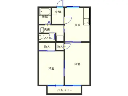 リヴェールJ V(2DK/2階)の間取り写真