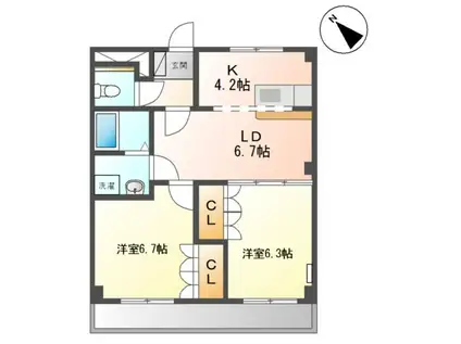 プレステージ壱番館(2LDK/2階)の間取り写真