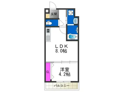 テラ長居公園(1LDK/4階)の間取り写真