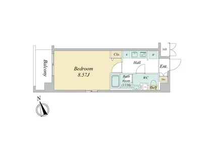 エヌステージニシクニタチ(1K/3階)の間取り写真