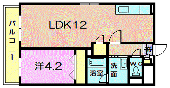 スタデュオ学校町(1LDK/1階)の間取り写真
