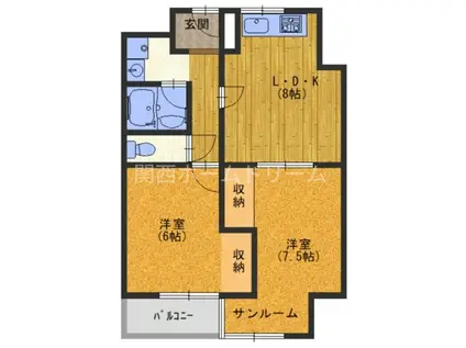 シティーライフ橋本(2LDK/4階)の間取り写真