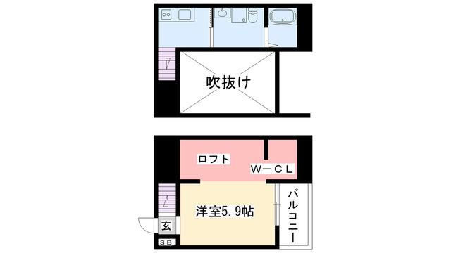 アルナージ川西(ワンルーム/1階)の間取り写真