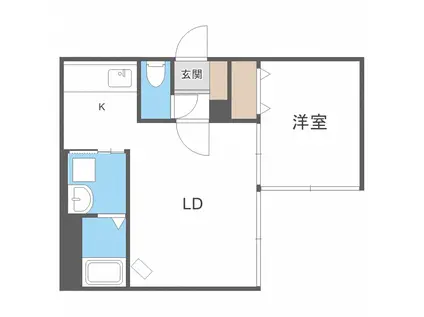 YSフェリーチェ南郷(1LDK/2階)の間取り写真