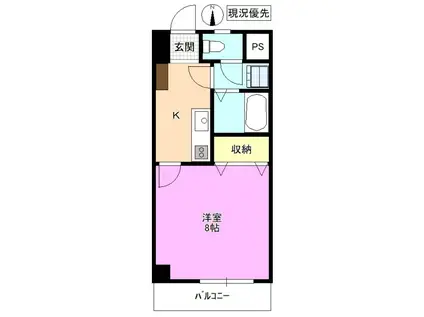 ユニバーサルシティ(1K/4階)の間取り写真