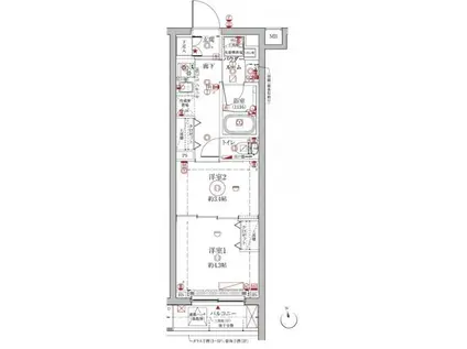 クレイシアIDZ中馬込(2K/2階)の間取り写真