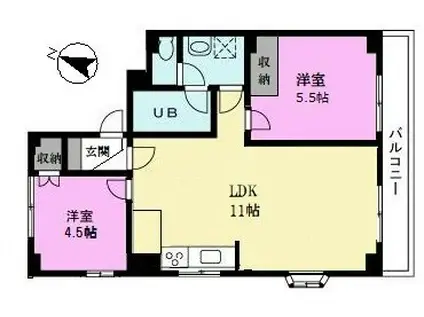 グランドマンション鷺高I(2LDK/3階)の間取り写真