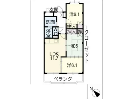 フォレストサイドK-III(3LDK/1階)の間取り写真