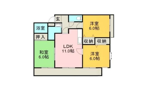 ブラザービル八幡(3DK/4階)の間取り写真