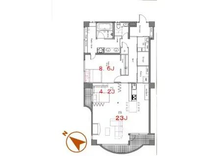 リフィオ目黒(2LDK/1階)の間取り写真