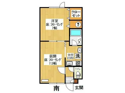 リーベンティーフ(1LDK/2階)の間取り写真