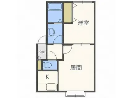 チェルシー平和の杜(1LDK/3階)の間取り写真