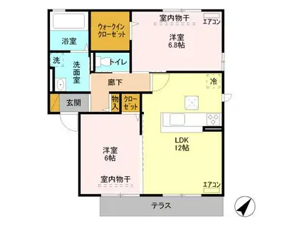 ロイヤルベルグ B(2LDK/1階)の間取り写真