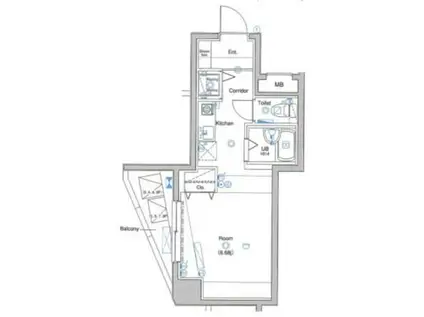 メイクスデザイン秋葉原(ワンルーム/2階)の間取り写真